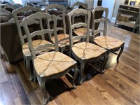 6 Farmhouse Chairs w/Rush Bottom