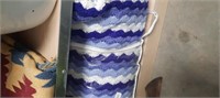 Purple and White Crocheted  Blanket Queen Size
