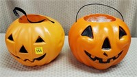 (2) Halloween Pumpkin Blow Mold Baskets