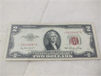 1953 Red Seal $2 Dollar Bill