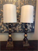 Pair of Stacked Ball Table Lamps - Heavy