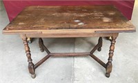 Antique Walnut Table Leaves Pull Out On Sides