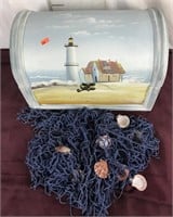 Nautical Painted Box with Net and Shells