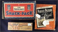 WWII Snack Pack, Kraft Cheese Box & Puzzle