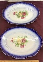2 Piece Flow Blue Platters by Imperial China