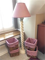 Floor Lamp & Pottery Barn Kids Lined Baskets
