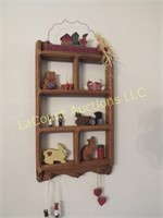 wood knick knack shelf Amish themed decor