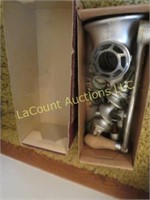 vintage Universal cast meat grinder in box