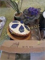 ceramic pie holder artificial realistic violet