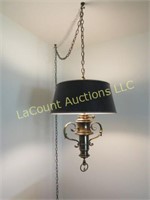 beautiful hanging lamp w chain plug in 22" h