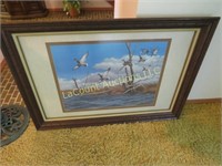 large 42" x 30" framed duck print