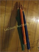 3 large flags on wood handles