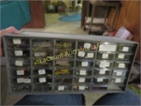 small drawers of electronic parts resistors misc