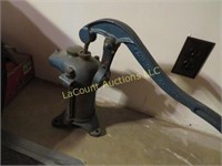 vintage cast iron water hand pump blue