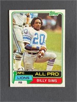 1981 Topps #100 Billy Sims Rookie Card EX-MT