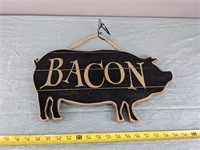 Wood Pig Bacon Sign (19" x 11")