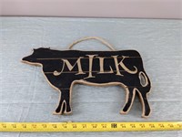 Wood Cow Milk Sign (17" x 11")