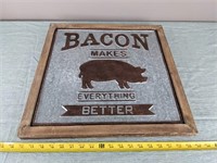Wood/Tin Bacon Sign (18" x 18")