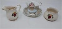 Paragon + Sadler teacup & saucer, Cream & Sugar- F