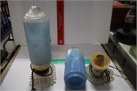 PAIR OF LAMPS, 1 BASE PLASTIC CRACKED