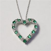 $100 Silver Created Emerald 20" Necklace