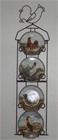 Hanging Plate Rack & 4 Rooster  8" Plates