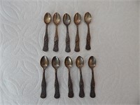 Antique Sterling Silver Salt Spoons Set of 10