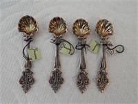 Sterling Silver Shell Salt Spoons Set of 4