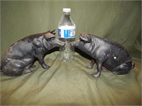 Pair of Vintage Cast Iron Toy Pig Banks
