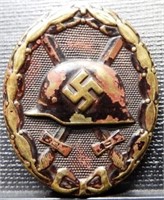 WWll German Military Helmet Pin - Open Back