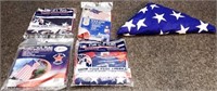 (4) 3'x5' U.S.A. Flags & Large Embroidered Flag