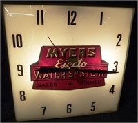 Myers Ejecto Water System Advertising Clock