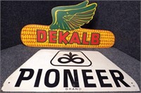 Dekalb & Pioneer Brand Seed Masonite Signs