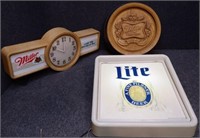 Miller Beer Clock, Keg Sign & Light