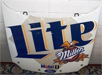 Miller Lite Beer Mobil 1 Car Hood Sign