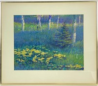 Jerry Hjelm Oil Pastel Painting "Marsh Marigolds"