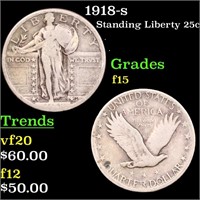 1918-s Standing Liberty Quarter 25c Grades f+