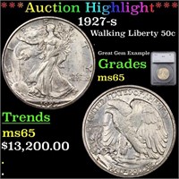 ***Auction Highlight*** 1927-s Walking Liberty Hal