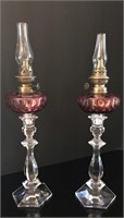 Pair of Bohemian lamps in Val St. Lambert glass