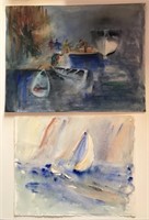 Two Richard Purdy, watercolours “Boats”