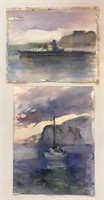 Two Richard Purdy, watercolours “Boats”