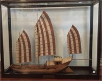 Model of Chinese Junk boat (in a custom case)