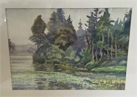 Rosamond Campbell watercolour "River Scene"