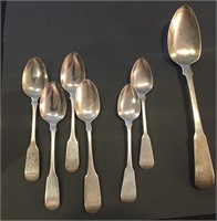 John Munro, silver 6 teaspoons & 1 tablespoon