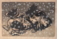 Bruno Bobak, silkscreen 95/145 “Cows”, 14” x 20.5.