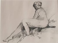 Richard Purdy, charcoal on paper “Female Nude”