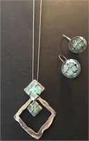 Contemporary sterling necklace.& matching earrings
