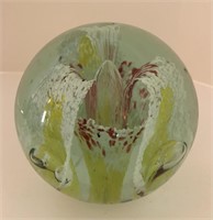 Large paperweight with flower form interior, 4”.