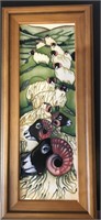 Cont Moorcroft framed pottery plaque 2007.