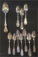 eleven assorted sterling silver spoons